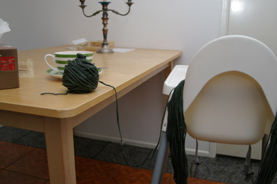 high chair used as a ballwinder